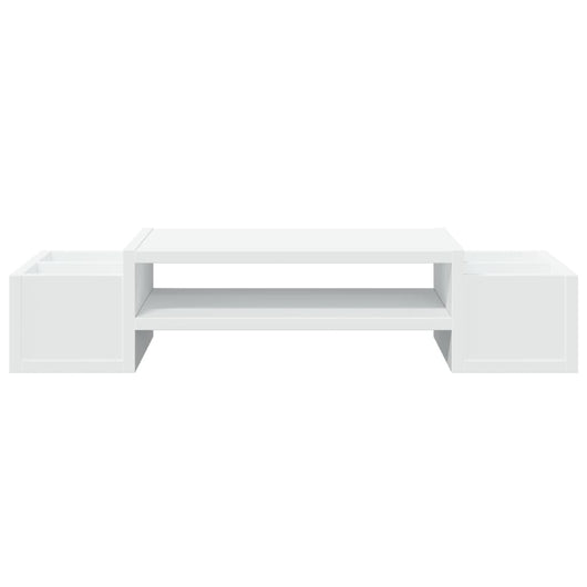 Supporto per monitor tavolo da scrivania con contenitore in legno ingegnerizzato bianco 02_0044921