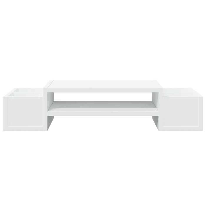Supporto per monitor tavolo da scrivania con contenitore in legno ingegnerizzato bianco 02_0044921