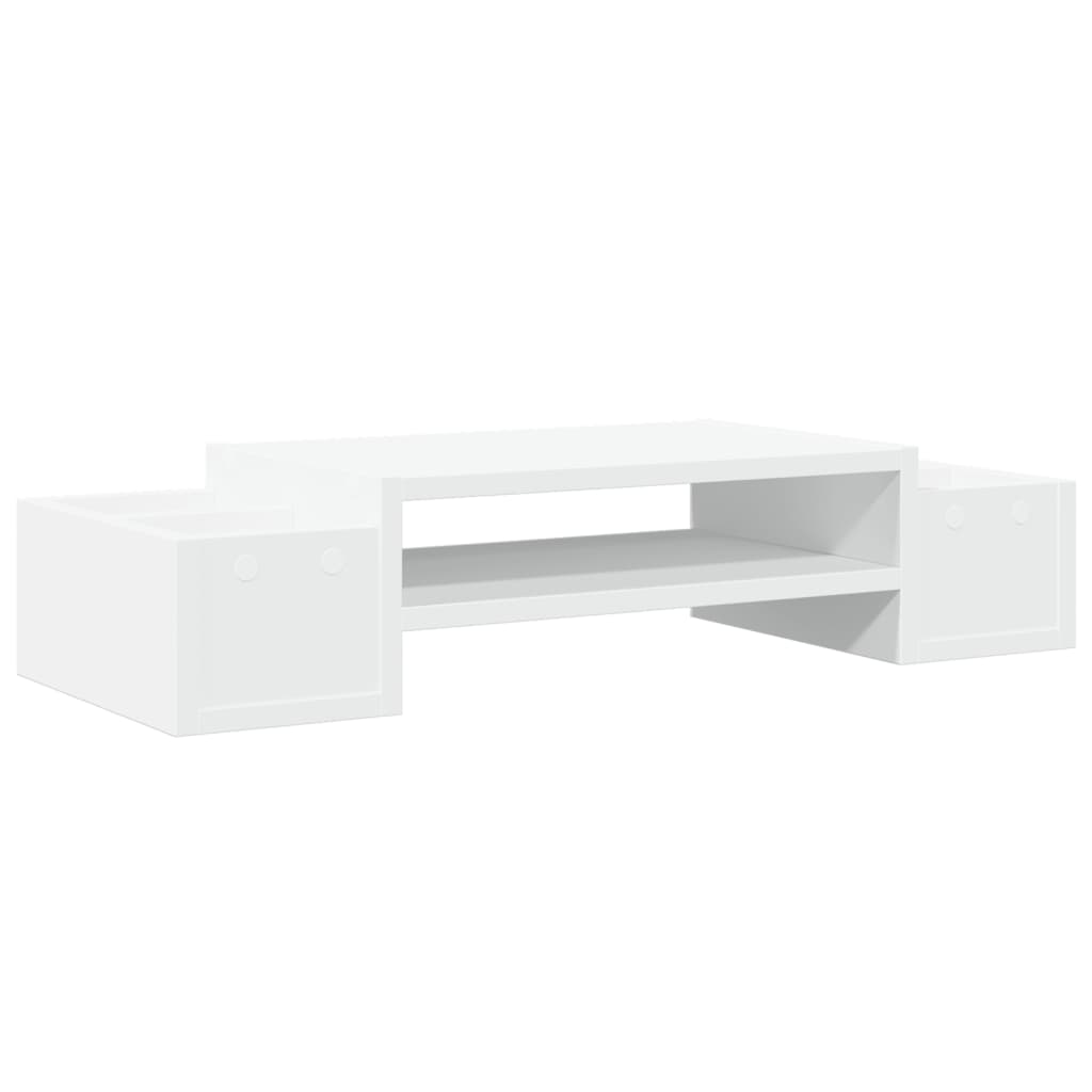 Supporto per monitor tavolo da scrivania con contenitore in legno ingegnerizzato bianco 02_0044921