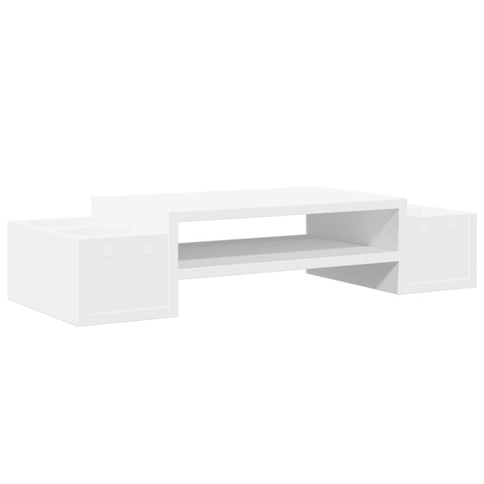 Supporto per monitor tavolo da scrivania con contenitore in legno ingegnerizzato bianco 02_0044921