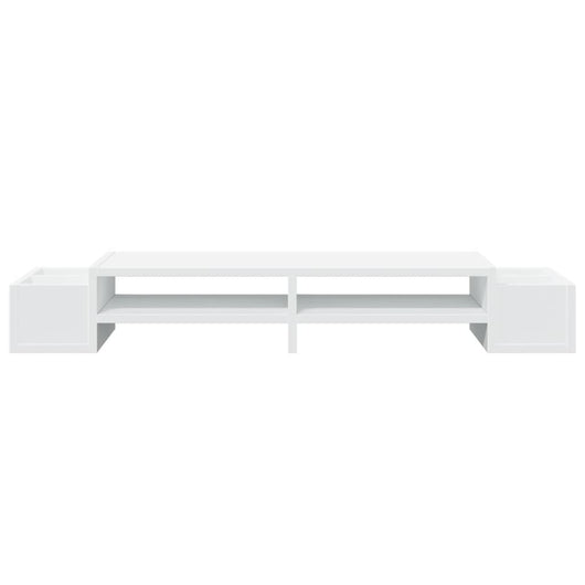 Supporto per monitor tavolo da scrivania con contenitore in legno ingegnerizzato bianco 02_0044922