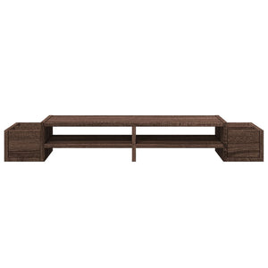 Supporto per monitor tavolo da scrivania con contenitore in legno ingegnerizzato marrone 02_0044929