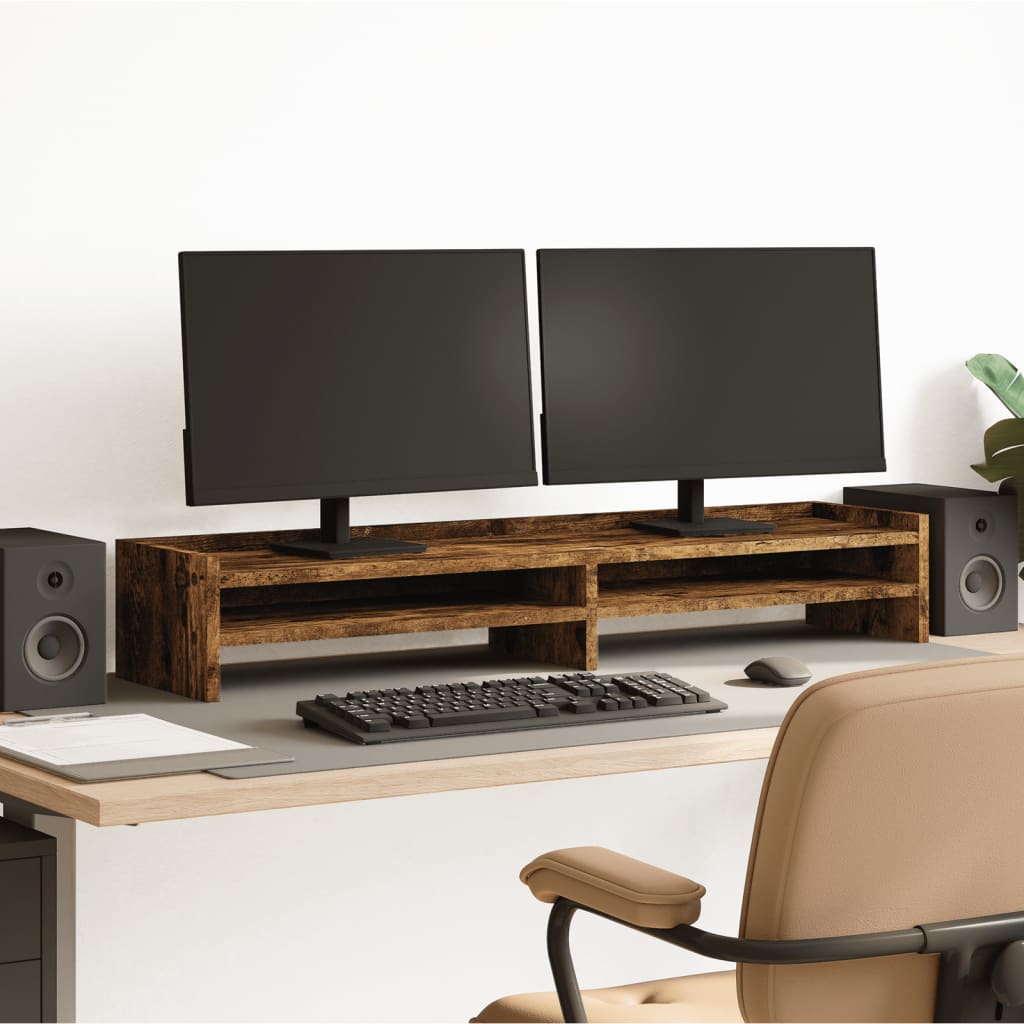 Supporto per Monitor Rovere Fumo 100x24x16 cm Legno Multistrato 854728