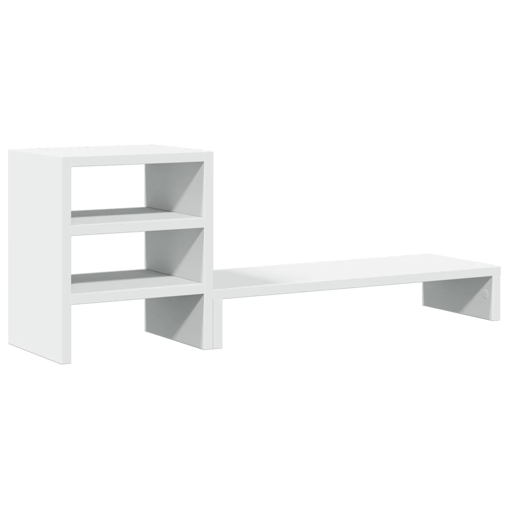 Supporto per monitor tavolo scrivania mobile e organizer per ufficio in legno ingegnerizzato bianco 02_0044957