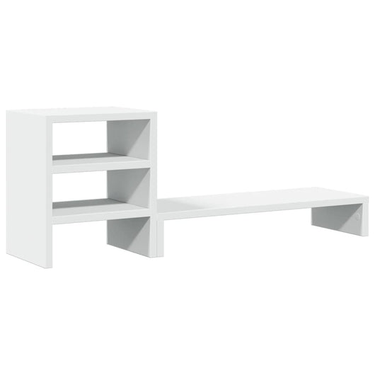 Supporto per monitor tavolo scrivania mobile e organizer per ufficio in legno ingegnerizzato bianco 02_0044957