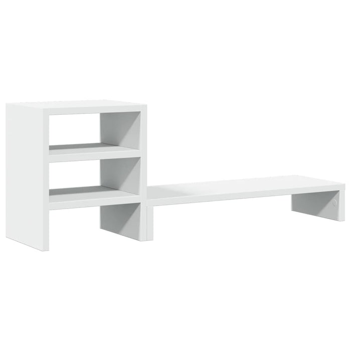 Supporto per monitor tavolo scrivania mobile e organizer per ufficio in legno ingegnerizzato bianco 02_0044957