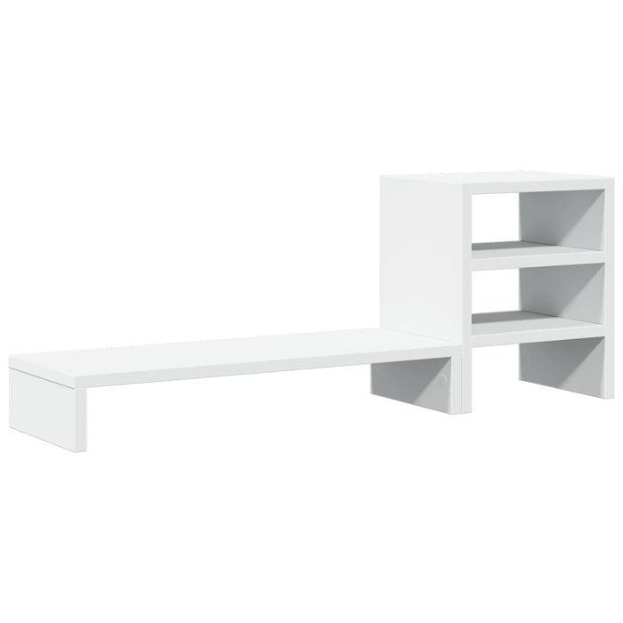 Supporto per monitor tavolo scrivania mobile e organizer per ufficio in legno ingegnerizzato bianco 02_0044957