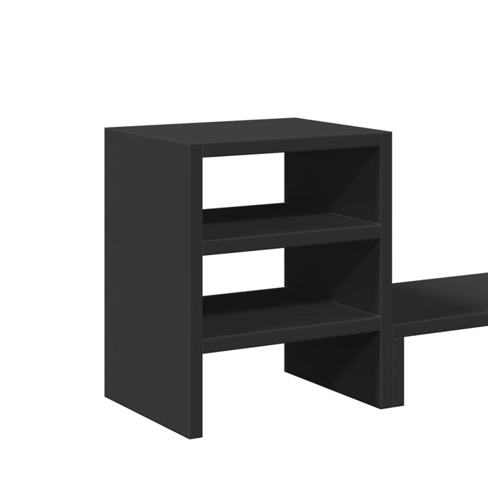 Supporto per monitor tavolo scrivania mobile e organizer in legno ingegnerizzato nero 02_0044954