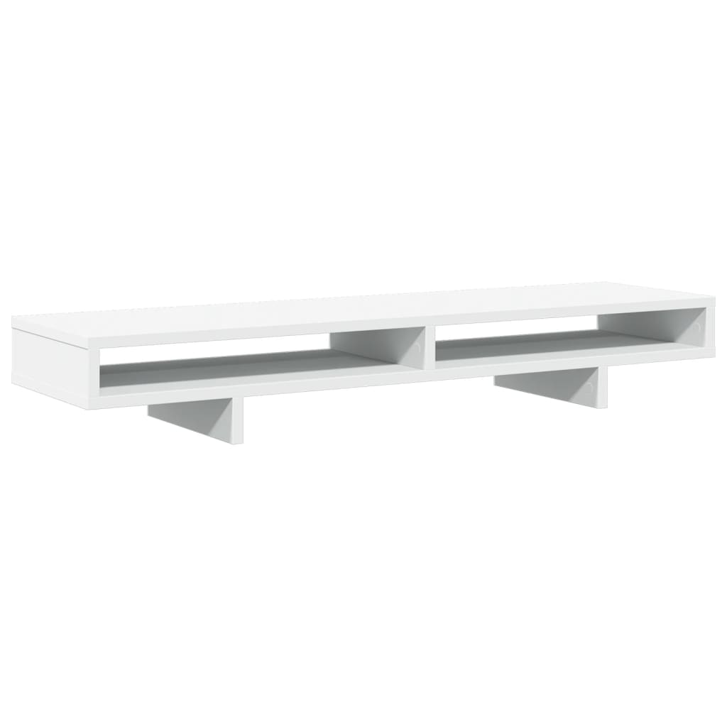 Supporto per Monitor Bianco 100x27x15 cm Legno Massello di Pino 854751