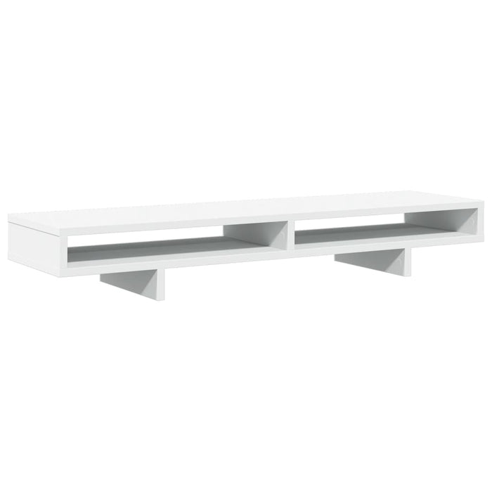 Supporto per Monitor Bianco 100x27x15 cm Legno Massello di Pino
