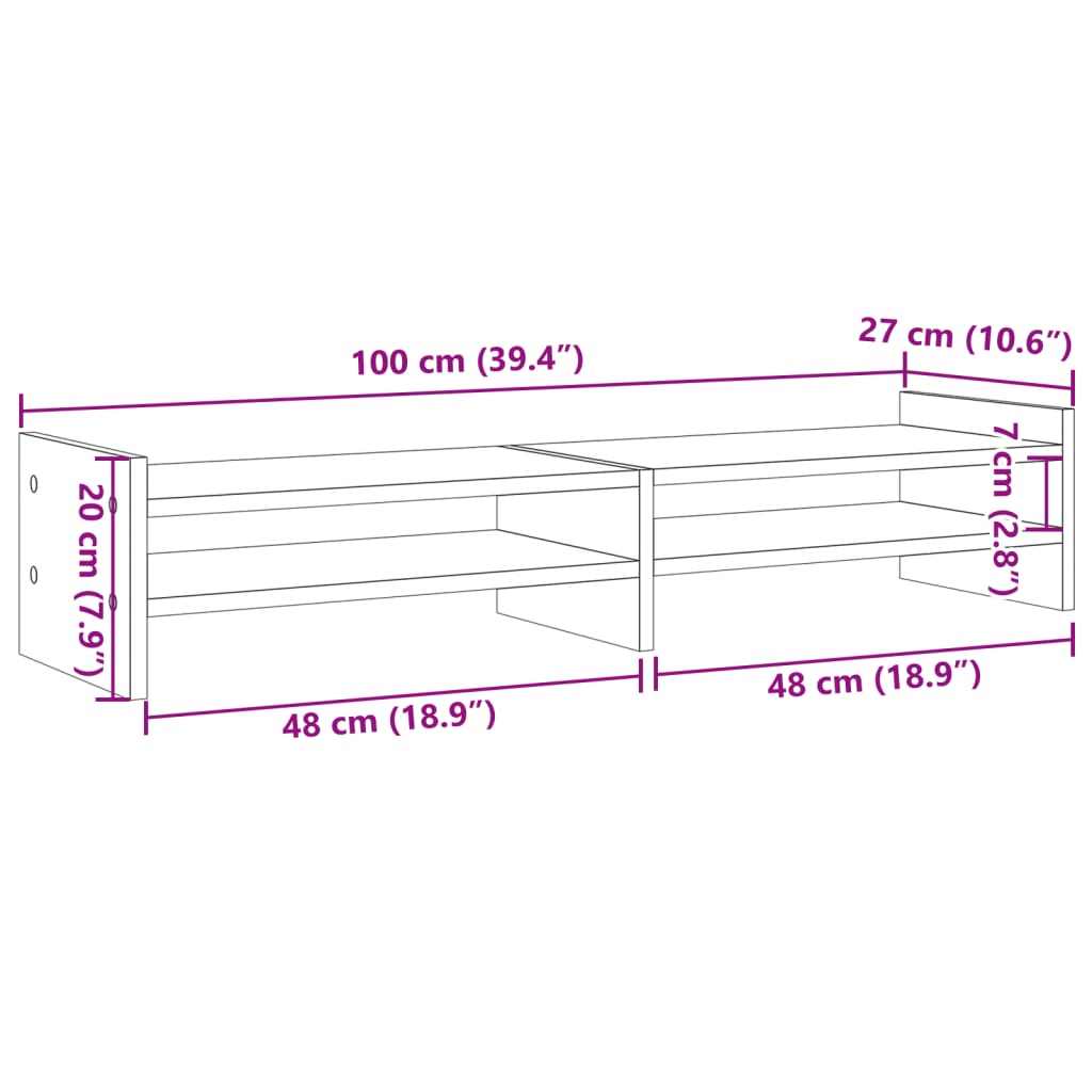 Supporto Monitor Rovere Sonoma 100x27x20 cm Legno Multistrato 854789
