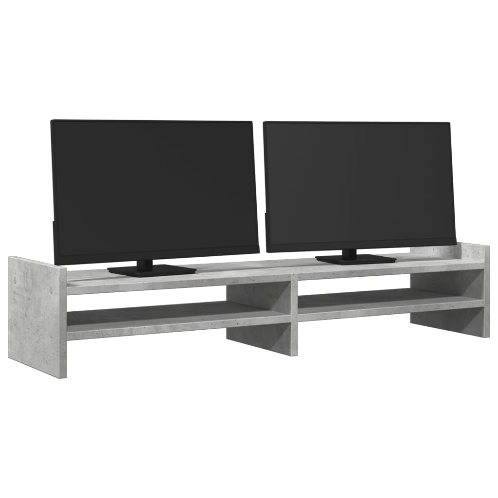 Supporto Monitor Grigio Cemento 100x27x20 cm Legno Multistrato