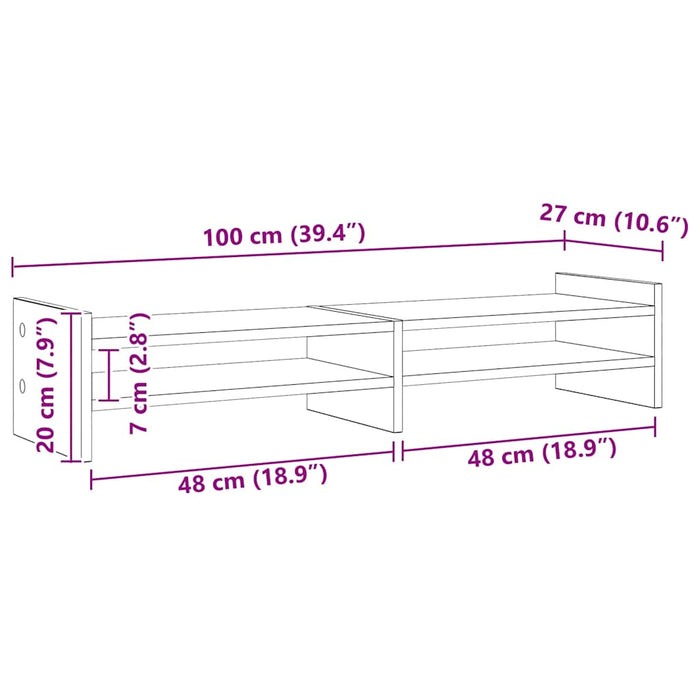 Supporto per Monitor Rovere Artigianale 100x27x20 cm Massello 854795