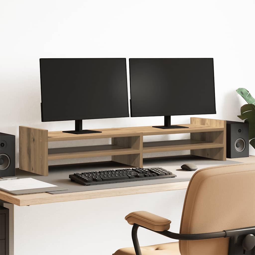 Supporto per Monitor Rovere Artigianale 100x27x20 cm Massello 854795