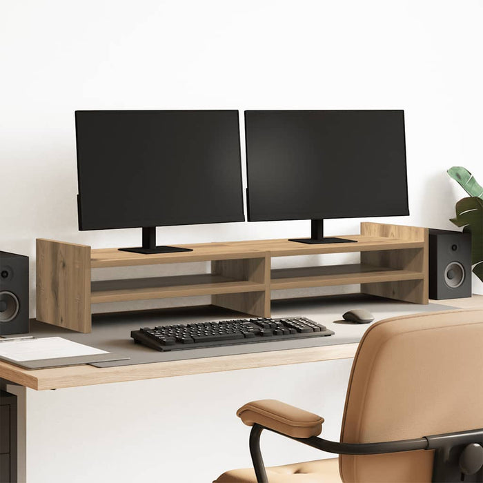 Supporto per Monitor Rovere Artigianale 100x27x20 cm Massello 854795