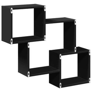 Mobile a Parete 78x18x71 cm Nero in Legno Multistrato 854806