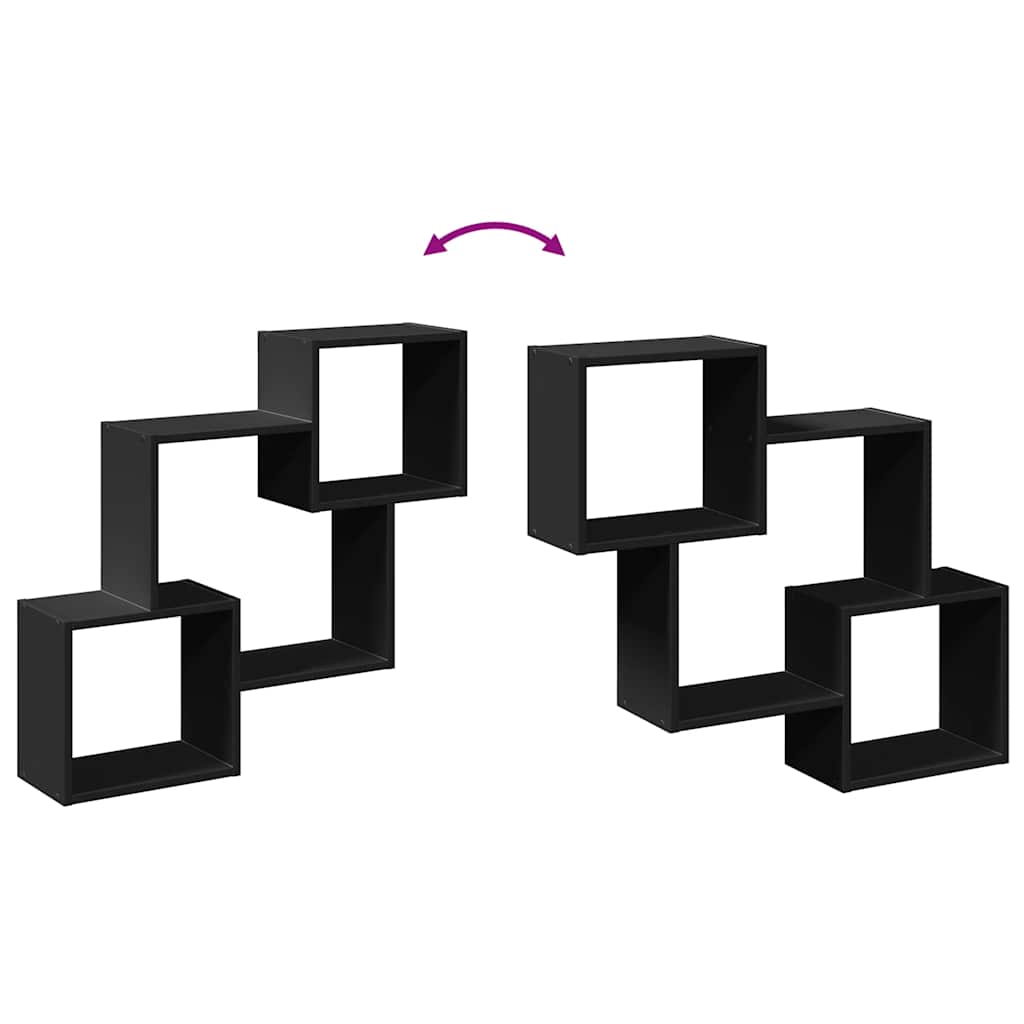 Mobile a Parete 78x18x71 cm Nero in Legno Multistrato 854806