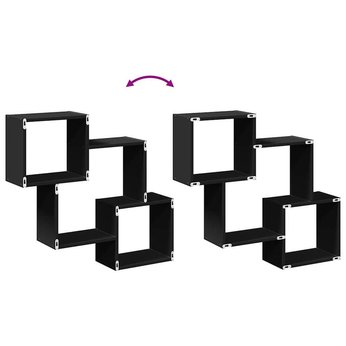 Mobile a Parete 78x18x71 cm Nero in Legno Multistrato 854806