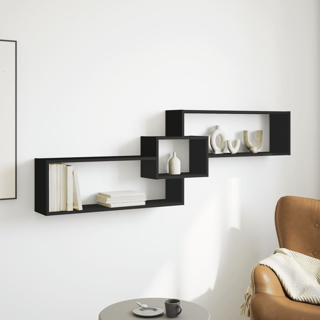 Mobile a Parete 158x18x53 cm Nero in Legno Multistrato 854815