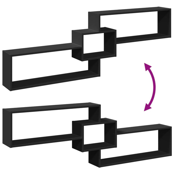 Mobile a Parete 158x18x53 cm Nero in Legno Multistrato 854815