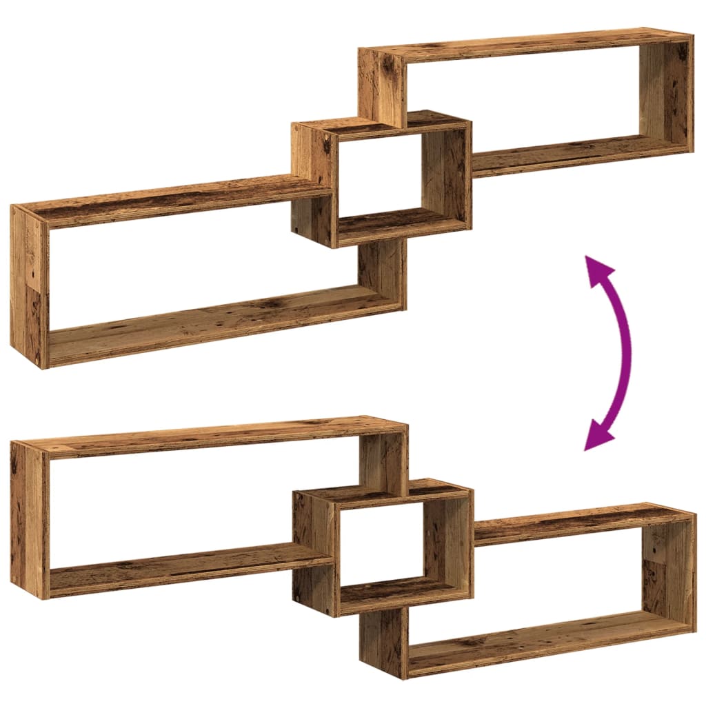 Mobile a Parete 158x18x53 cm Legno Antico in Legno Multistrato 854821