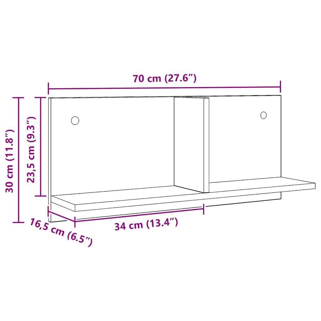 Mobile a Parete 70x16,5x30 cm Artigianale in Legno Multistrato 854858
