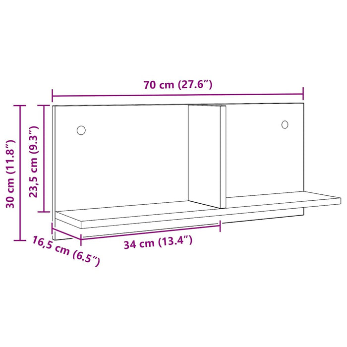 Mobile a Parete 70x16,5x30 cm Artigianale in Legno Multistrato 854858