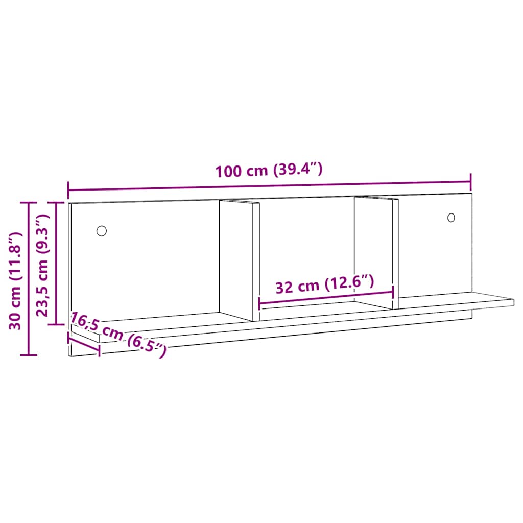 Mobile a Parete 100x16,5x30 cm Rovere Artigianale in Truciolato 854867
