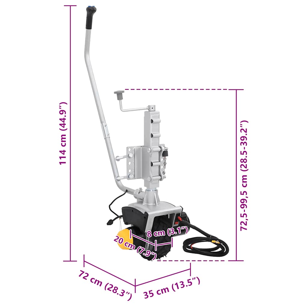 Ruota per Cric per Rimorchio 12 V 550 W in Alluminio