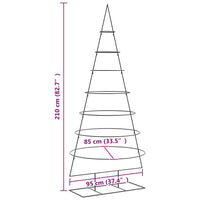 Albero di Natale Decorativo in Metallo Nero 210 cm 4018950