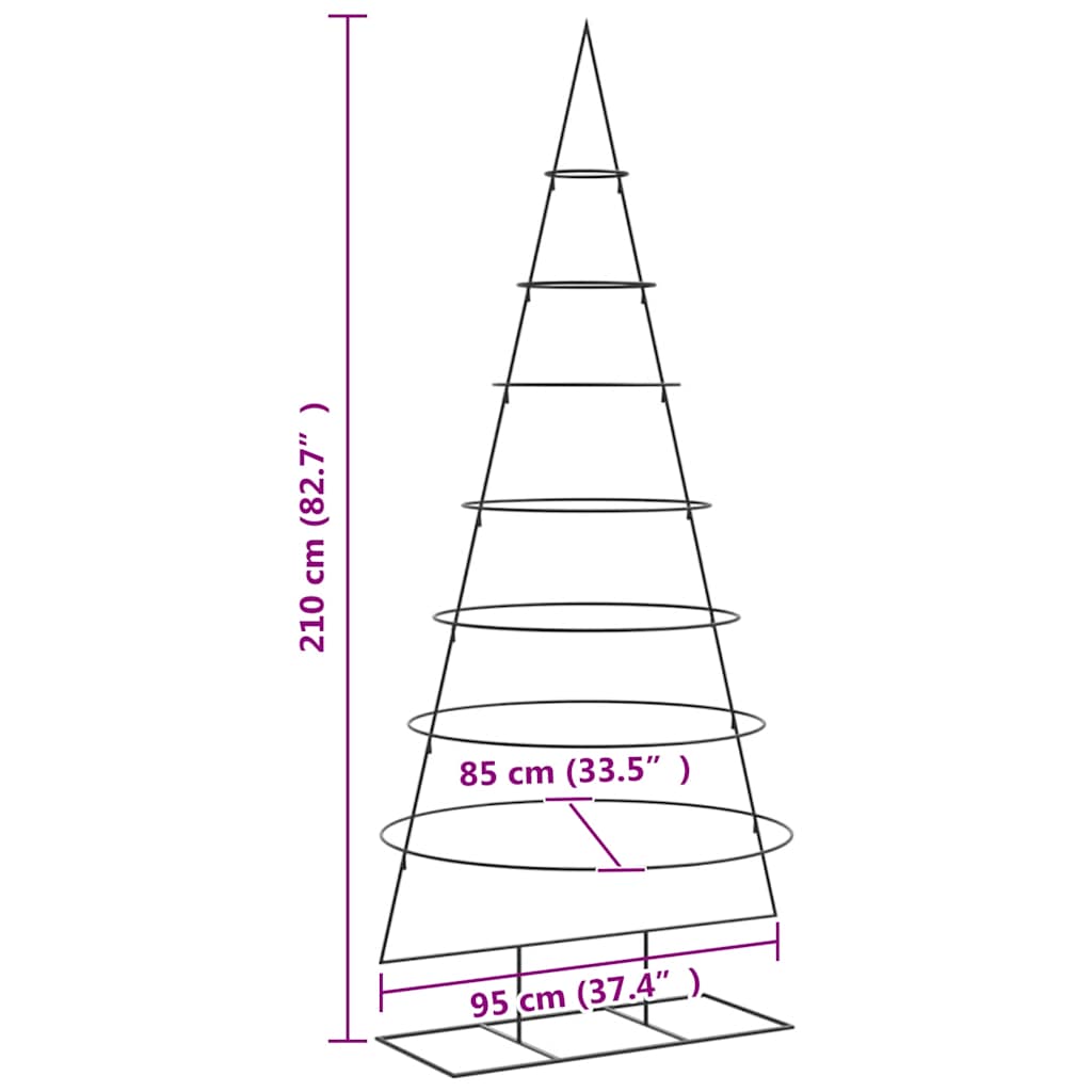 vidaXL Albero di Natale Decorativo in Metallo Nero 210 cm