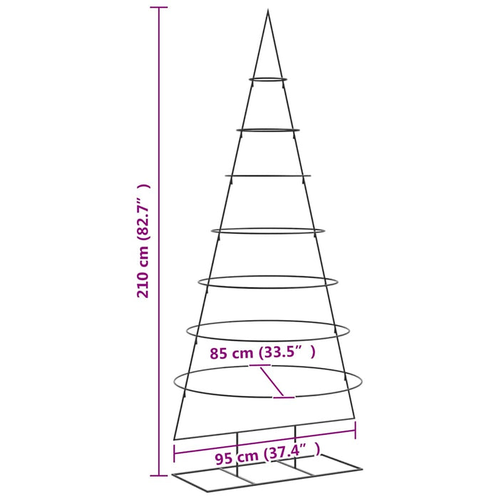 vidaXL Albero di Natale Decorativo in Metallo Nero 210 cm
