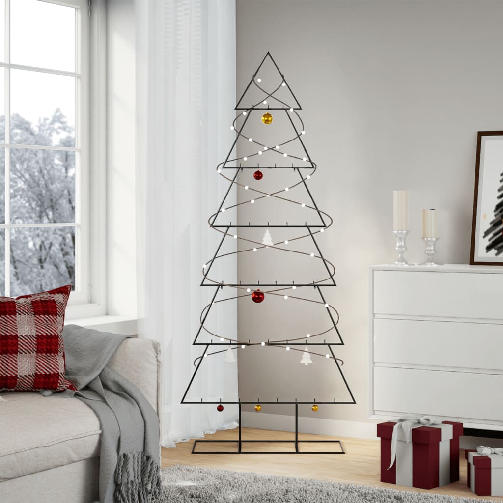 vidaXL Albero di Natale Decorativo in Metallo Nero 180 cm