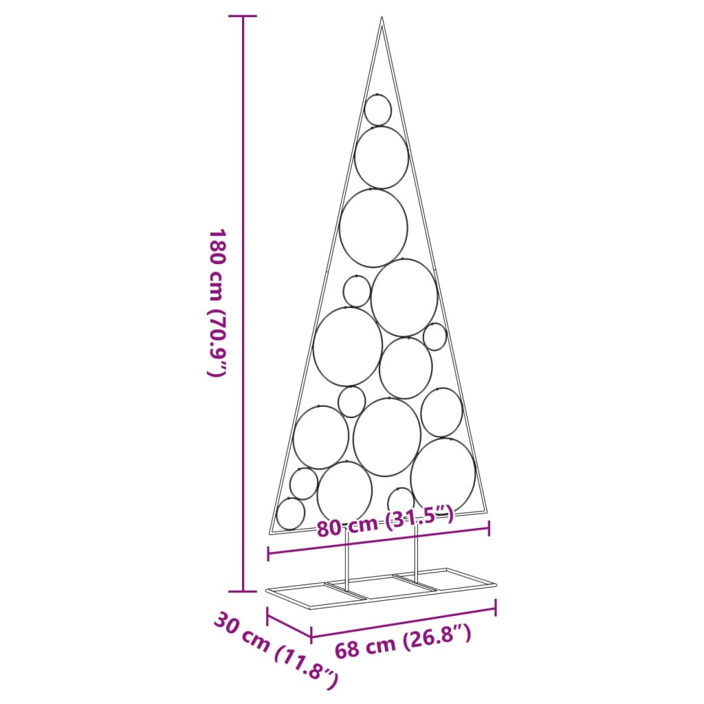 vidaXL Albero di Natale Decorativo in Metallo Nero 180 cm