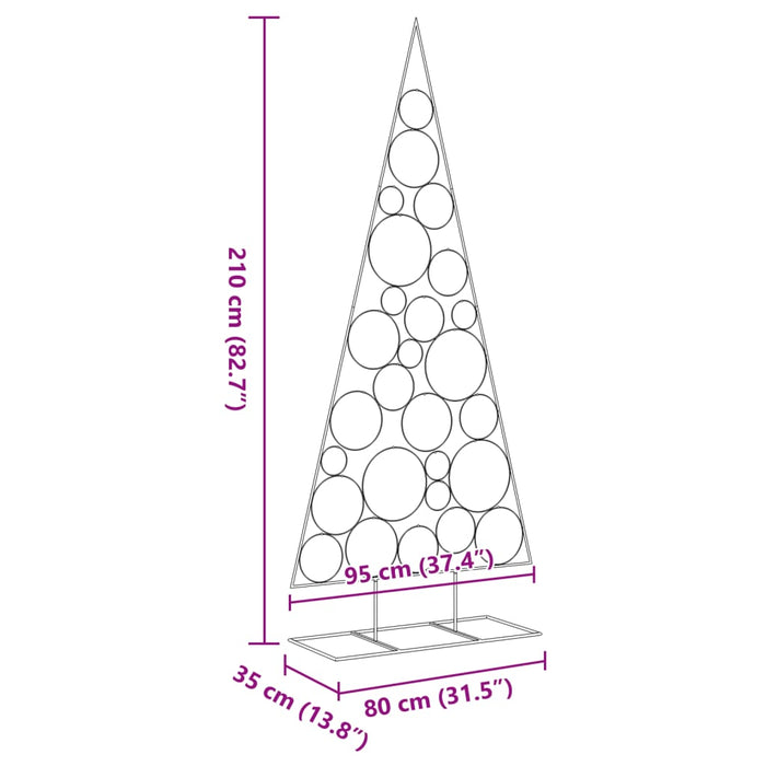 Albero di Natale Decorativo in Metallo Nero 210 cm 4018959