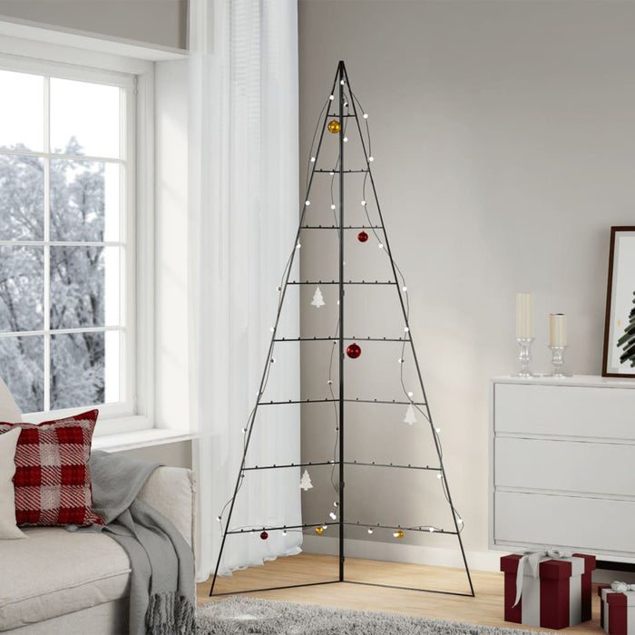 vidaXL Albero di Natale Decorativo in Metallo Nero 210 cm