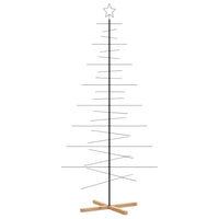 vidaXL Albero di Natale in Metallo con Base in Legno Nero 210 cm