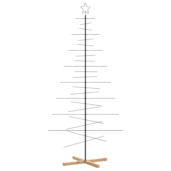 vidaXL Albero di Natale in Metallo con Base in Legno Nero 210 cm