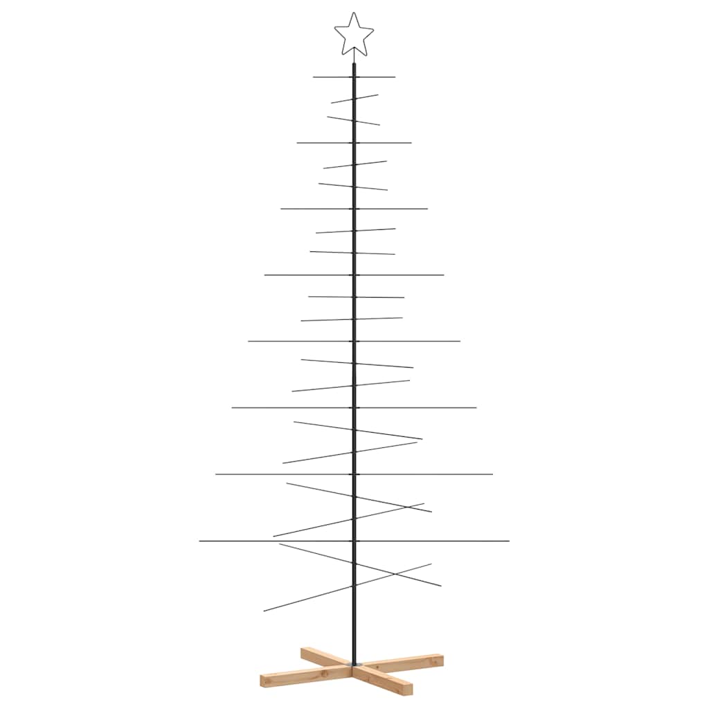Albero di Natale in Metallo-Decorazioni natalizie con Base in Legno Nero 210 cm