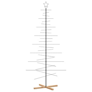 Albero di Natale in Metallo-Decorazioni natalizie con Base in Legno Nero 210 cm