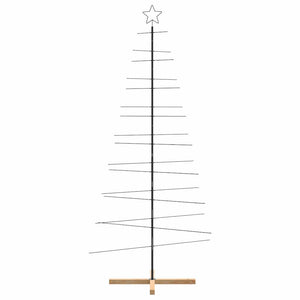 vidaXL Albero di Natale in Metallo con Base in Legno Nero 210 cm