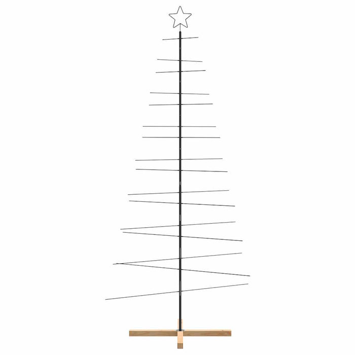 vidaXL Albero di Natale in Metallo con Base in Legno Nero 210 cm