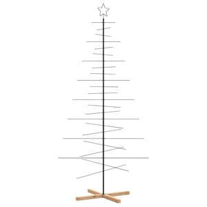 Albero di Natale in Metallo-Decorazioni natalizie con Base in Legno Nero 210 cm