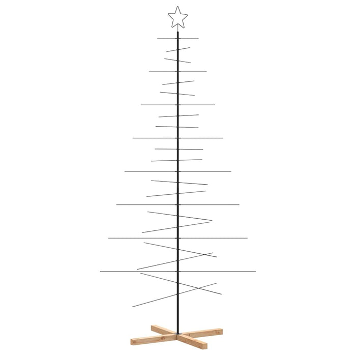 Albero di Natale in Metallo-Decorazioni natalizie con Base in Legno Nero 210 cm
