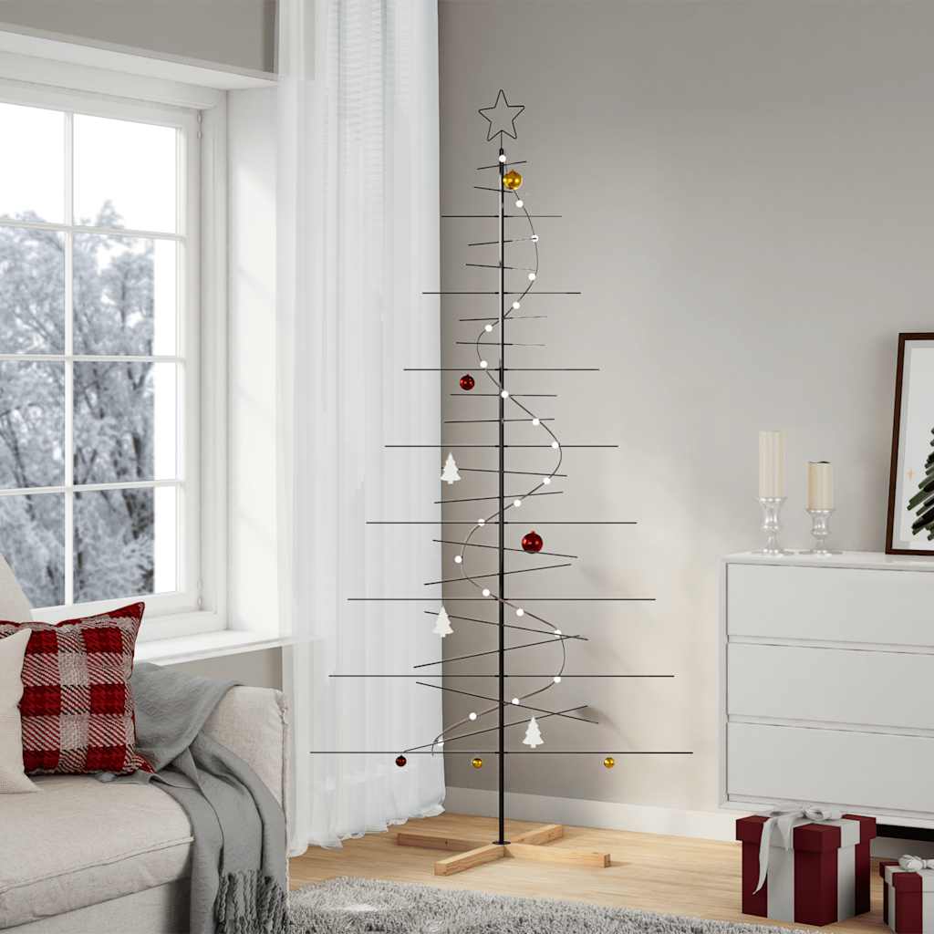 Albero di Natale in Metallo con Base in Legno Nero 210 cm 4018961
