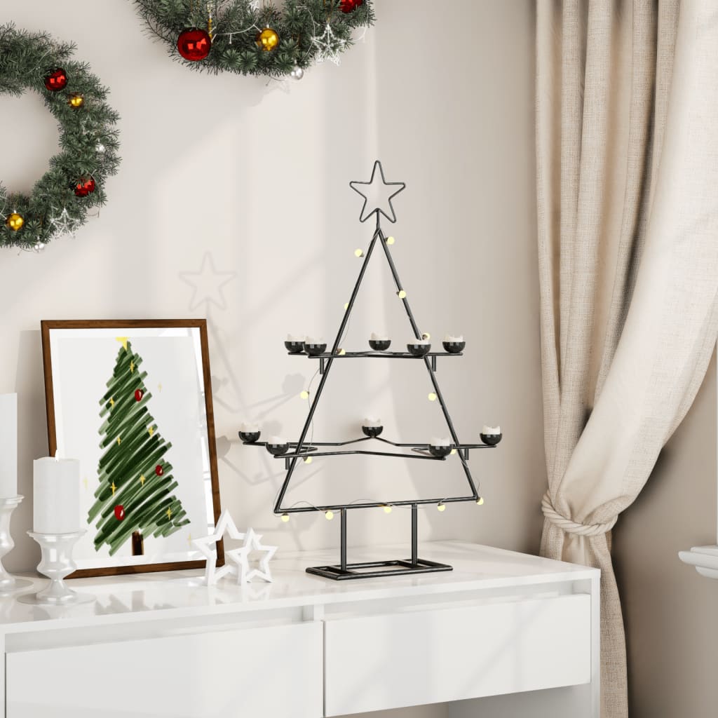 Albero di Natale Decorativo in Metallo Nero 75 cm 4018962