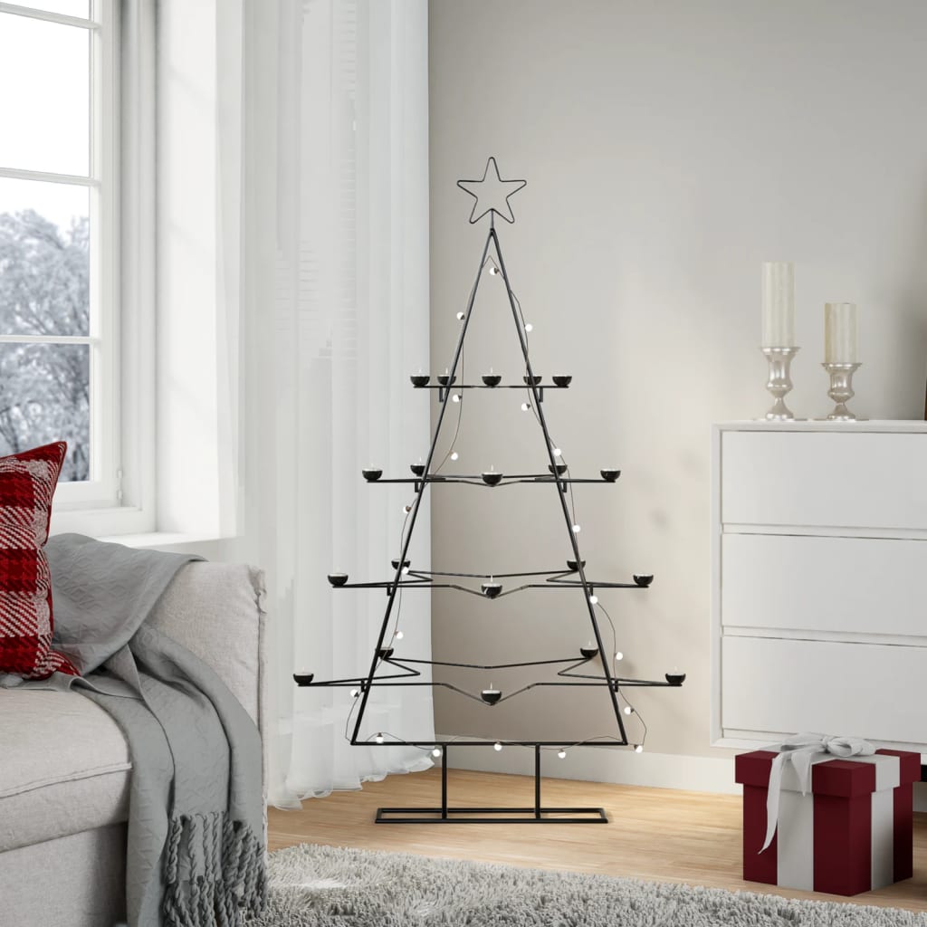 Albero di Natale Decorativo in Metallo Nero 140 cm 4018964