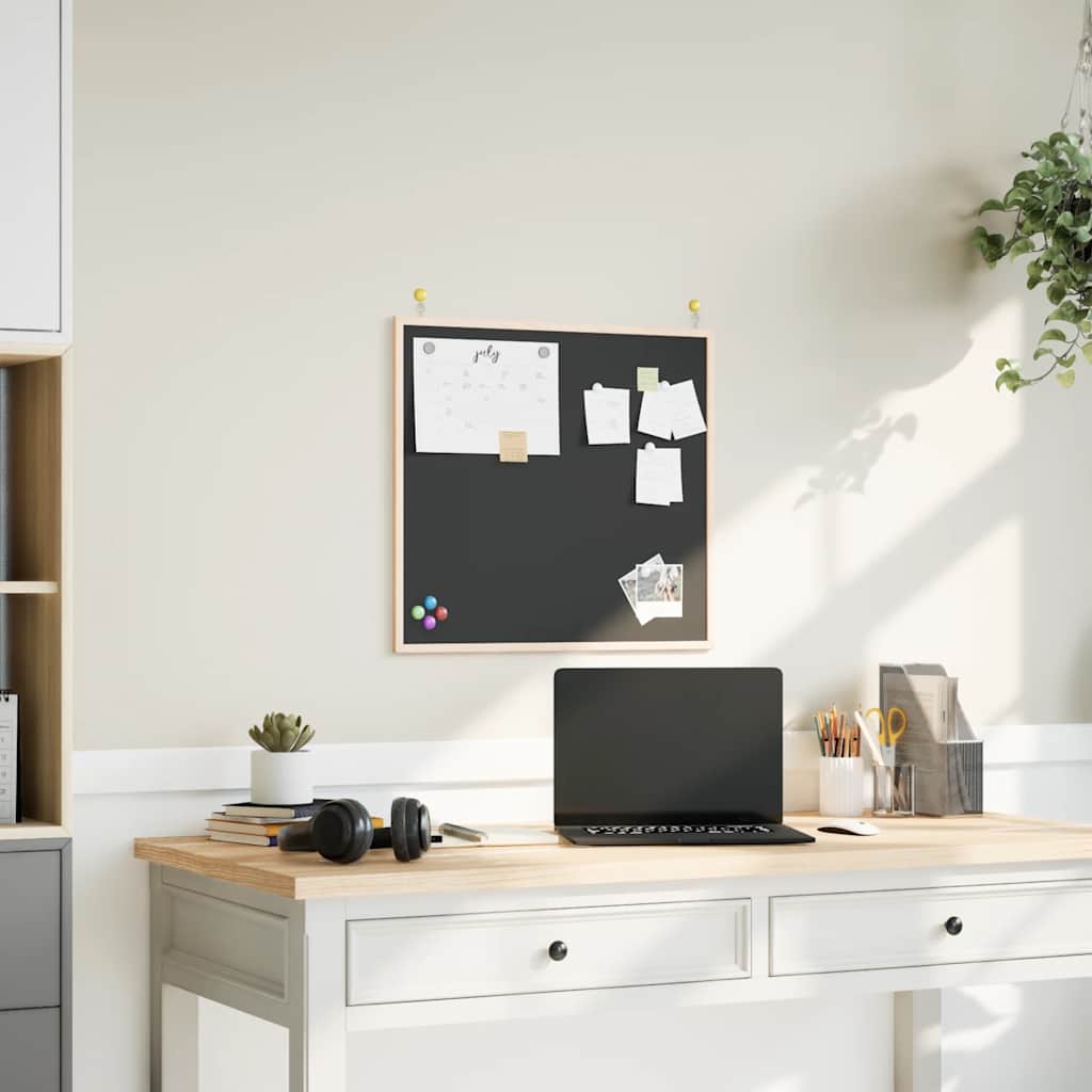 Lavagna con cornice in legno massello di pino nera 60x55 cm 4017412