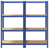 Mensole Portaoggetti 4 Strati 2pz Blu Acciaio Legno Multistrato 4016935