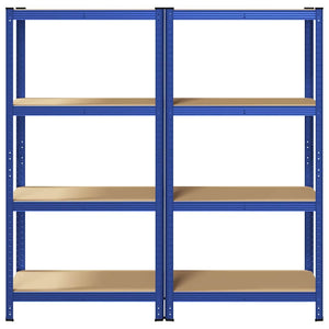 Mensole Portaoggetti 4 Strati 2pz Blu Acciaio Legno Multistrato 4016935